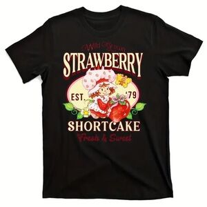 Strawberry Shortcake Tee Shirt Black Cotton Unisex Size XL